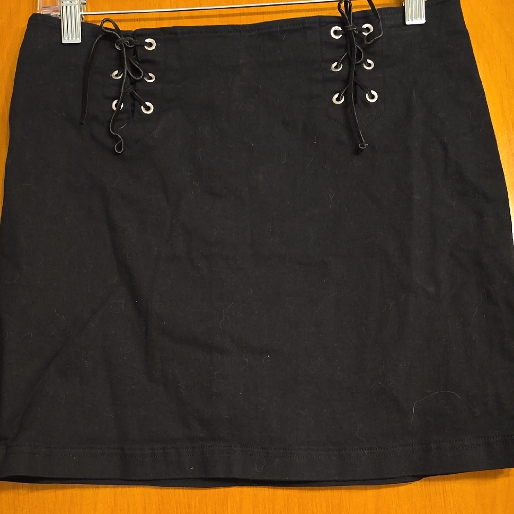 Black Lace-Up Mini Skirt